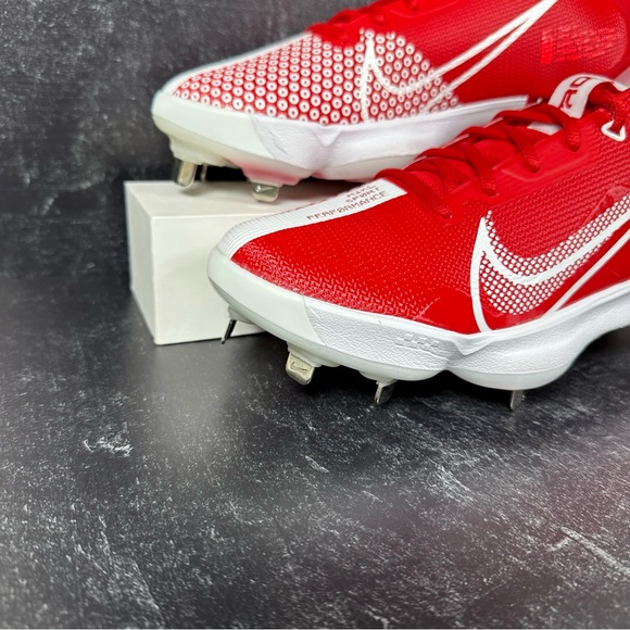 NIKE FORCE ZOOM TROUT 7 PRO UNIVERSITY RED MENS SIZE 9 METAL STUDS WHITE NEW - Picture 5 of 10